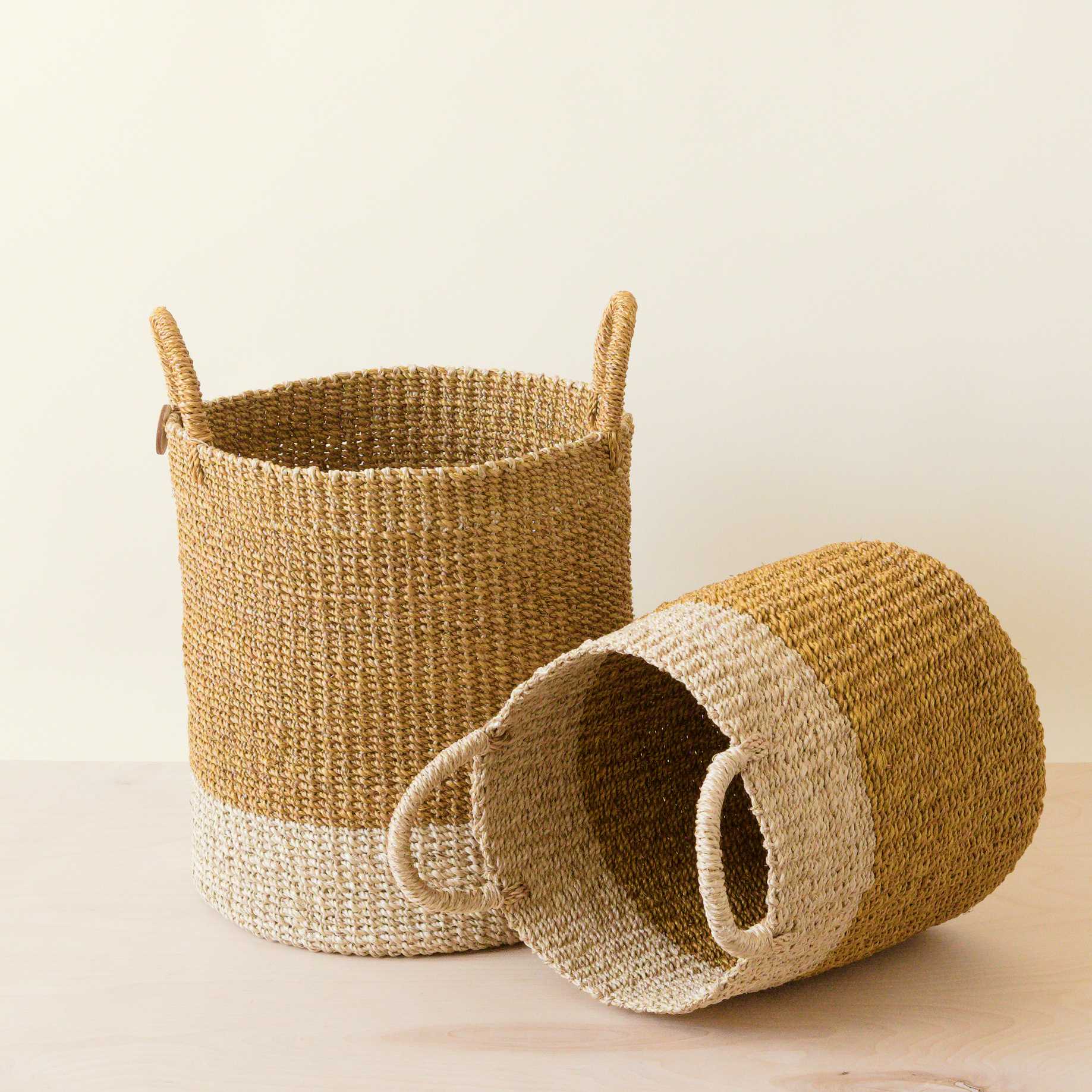 S/2 Mustard Baskets with Handle