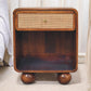 Solid Wood Chestnut Open Woven Bedside Table