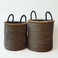 S/2 Handwoven Hamper - Natural with Black Stripes