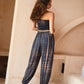 Jane Balloon Pants With Matching Tube Top Set in Deep Sea Blue