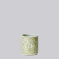 Tiny Green and White Porcelain Country Peony Cachepot