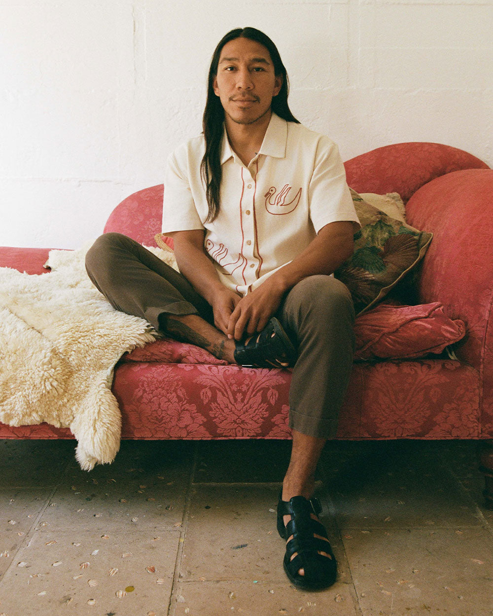 Tres Patos | Hand-Embroidered Cotton Cabana Duck Shirt