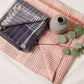 Silica Rose In Shades of Salmon Gray Stripes Pattern Soft Handwoven Merino Throw