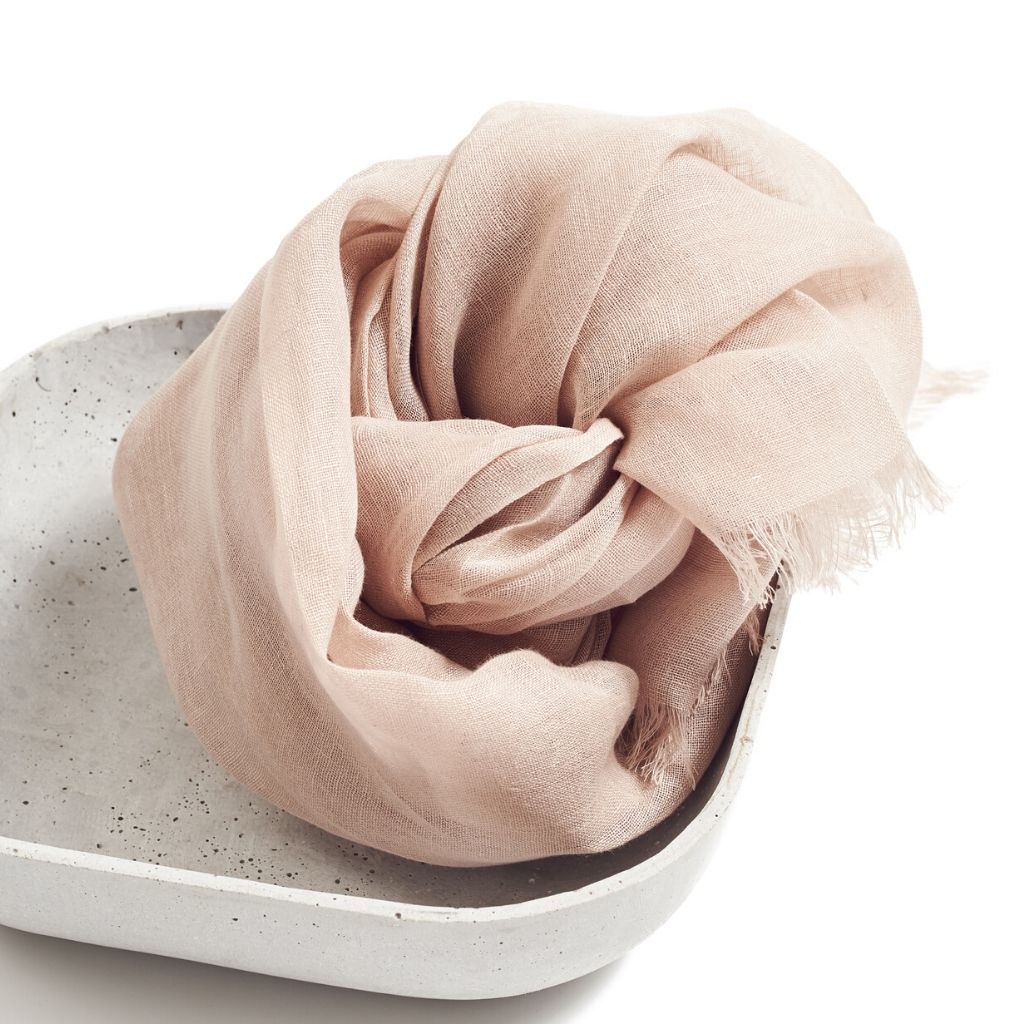 Oat Beige Hand Woven Linen Scarf