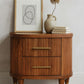 Solid Wood Ribbed Bedside with Brass Accents