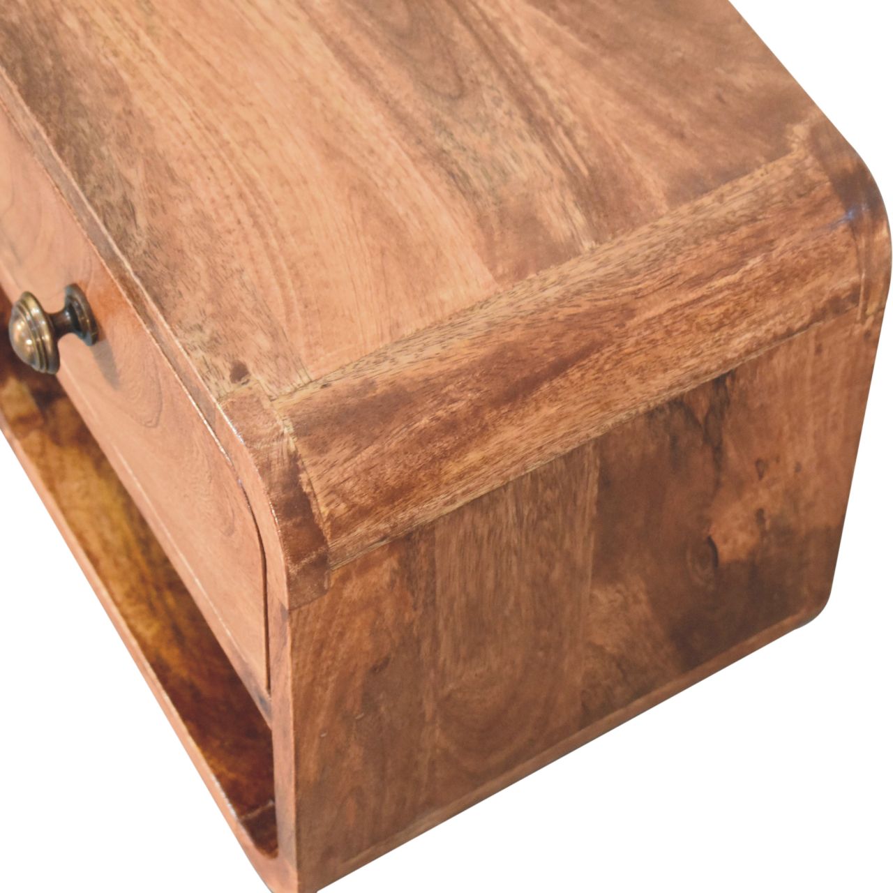 Solid Wood Mini Honey Caramel Wall-Mounted Bedside Table