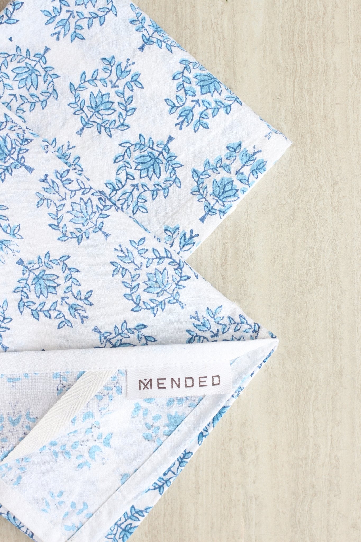S/2 Tea Towel Set - Lotus & Stripe, Navy