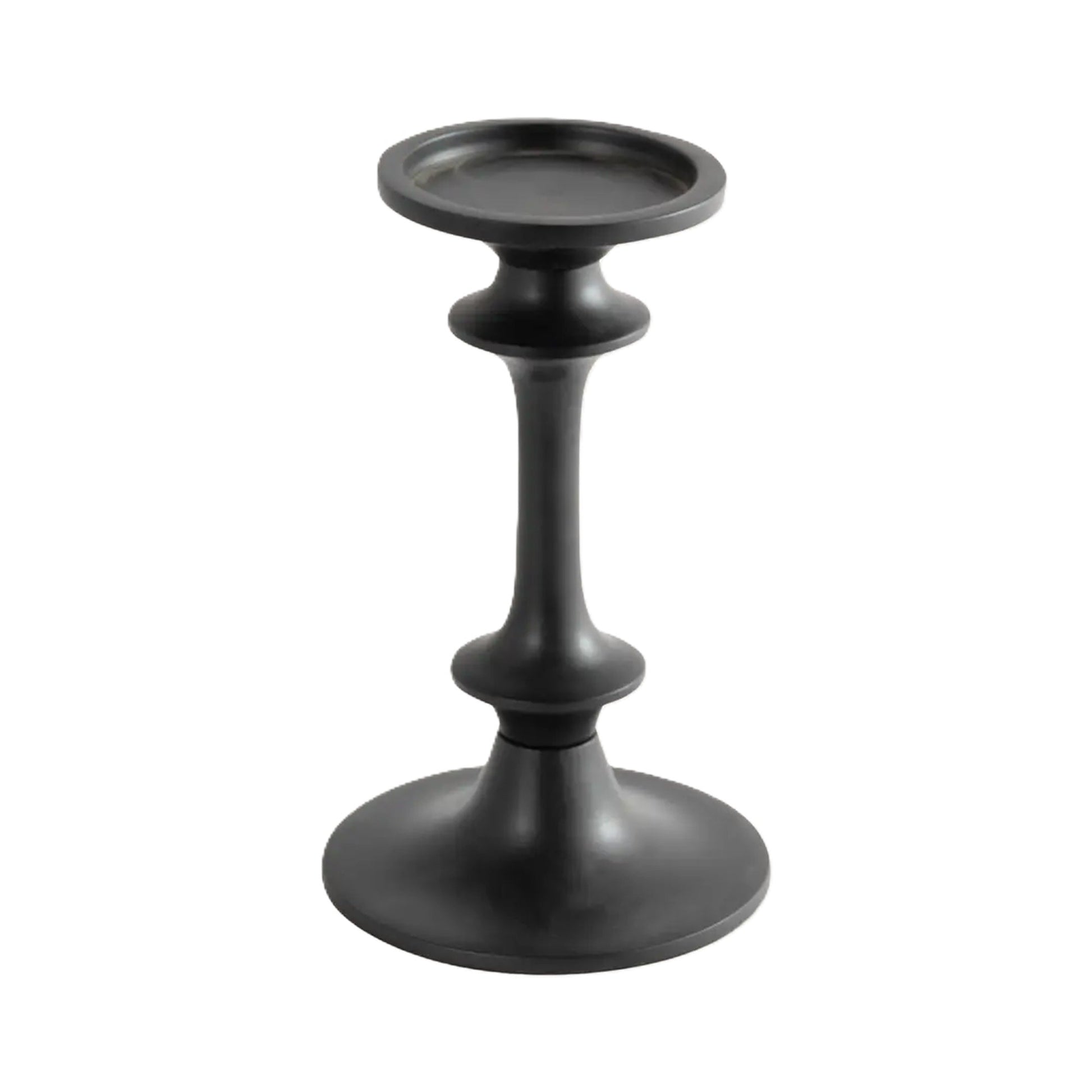 Modern Black Aluminum Candle Holder for Home Decor, 8 Inches