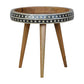 Solid Wood Small Dotted End Table, Black