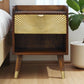 Solid Wood Manila Gold Nightstand, 1 Drawer, 1 Open Slot, Dark Brown
