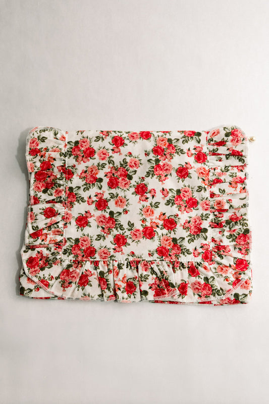 Vintage-Inspired Floral- Pochette à motif de rose rouge