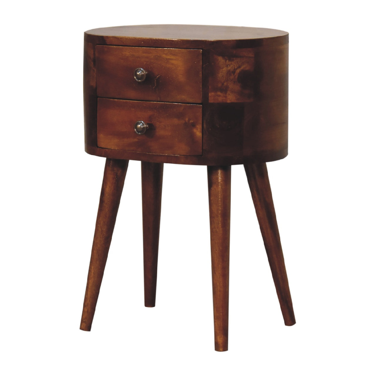 Solid Wood Mini Chestnut Rounded Nightstand