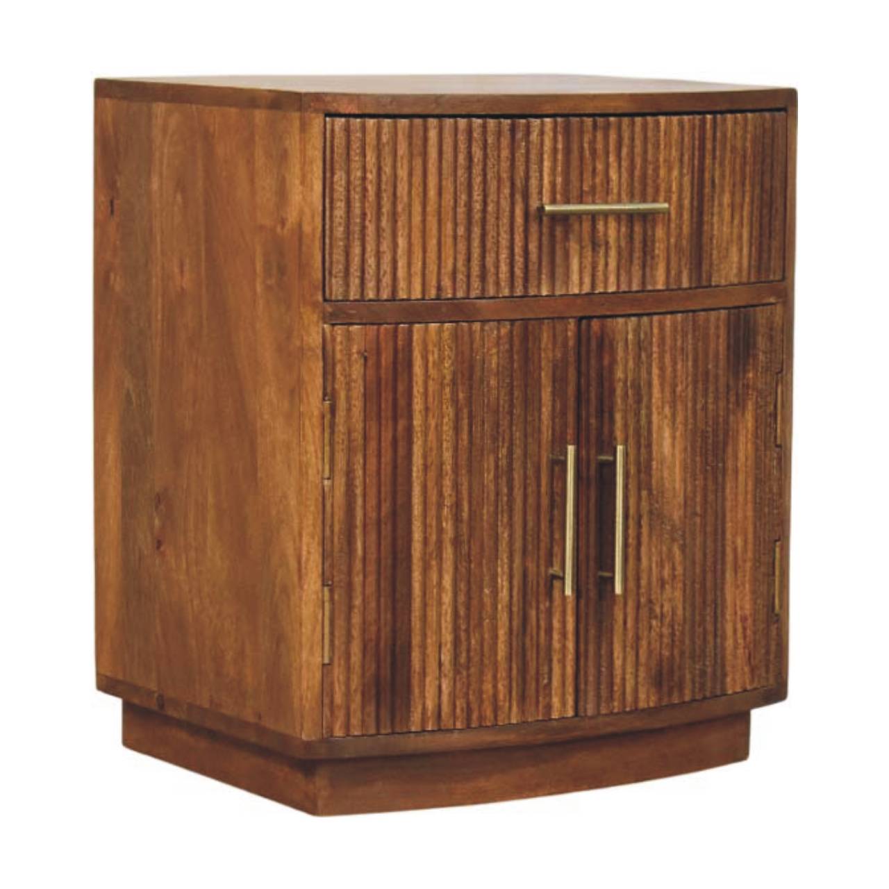 Solid Wood Curved Ribbed Bedside Table
