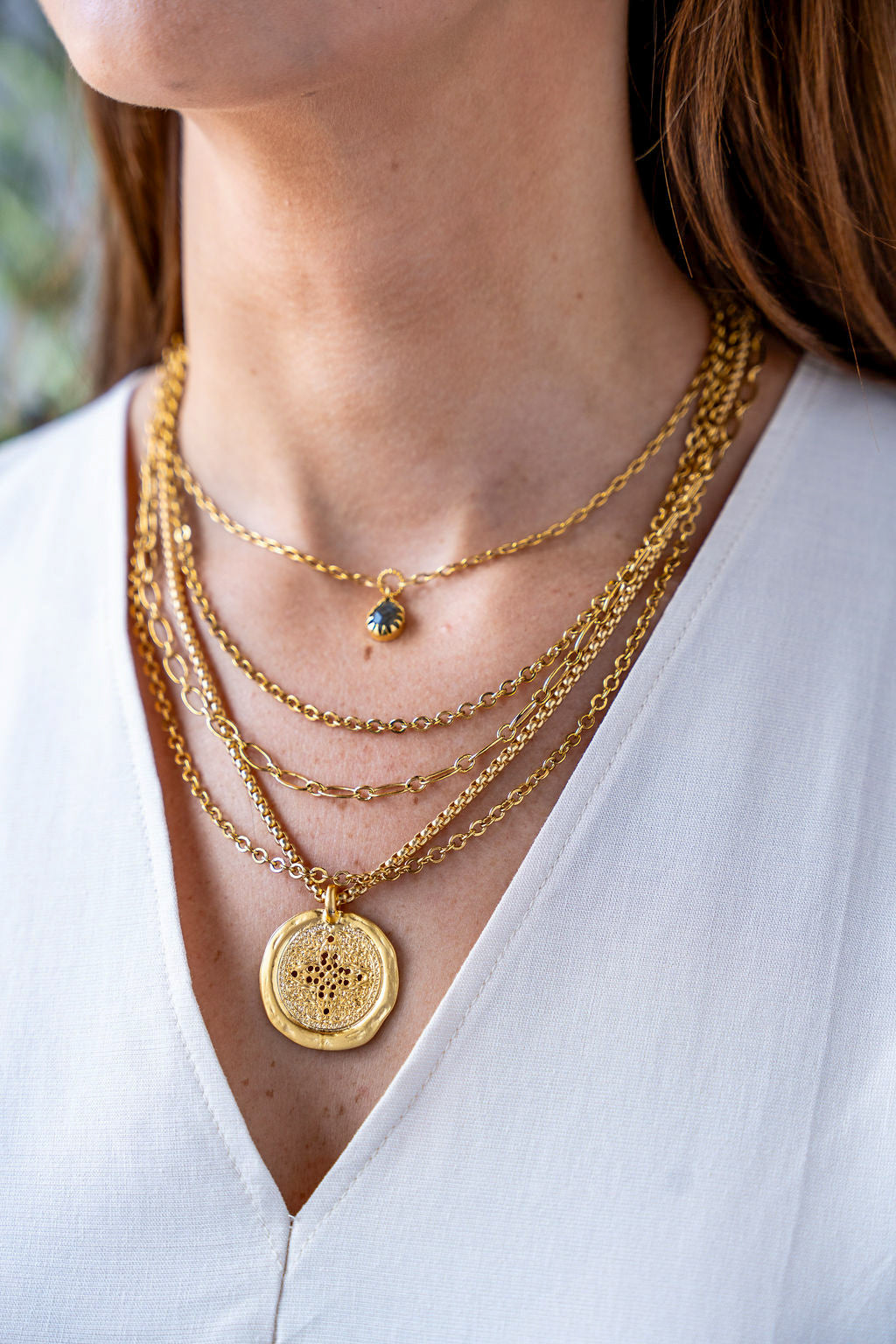 Gold Delicate Three Strand Necklace