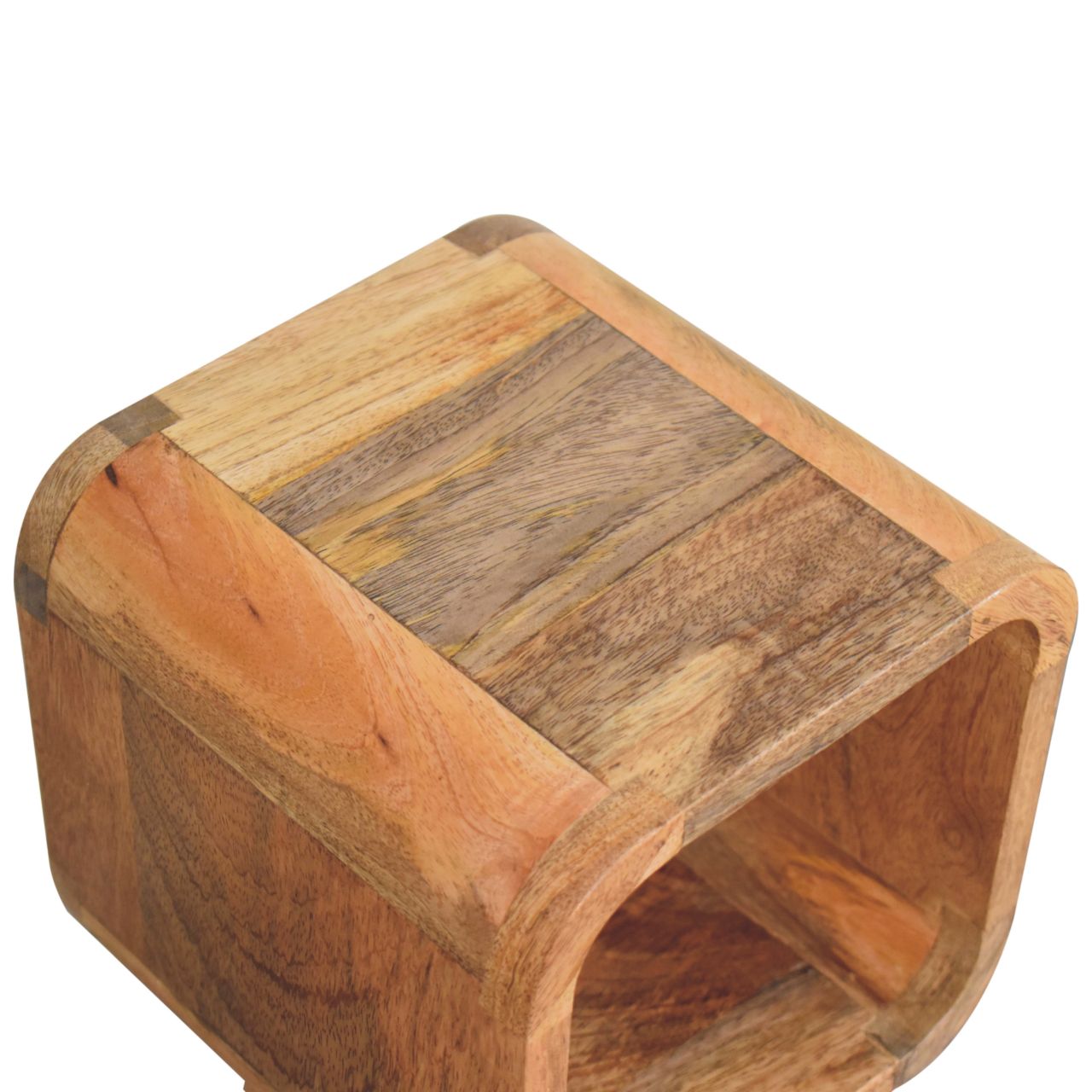 Solid Wood Extra Mini Minimalist Open Curved Oak-ish Bedside Table