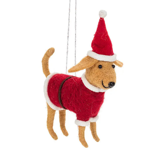 SANTA DOG ORNAMENT