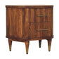 Solid Wood Ribbed Bedside with Brass Accents