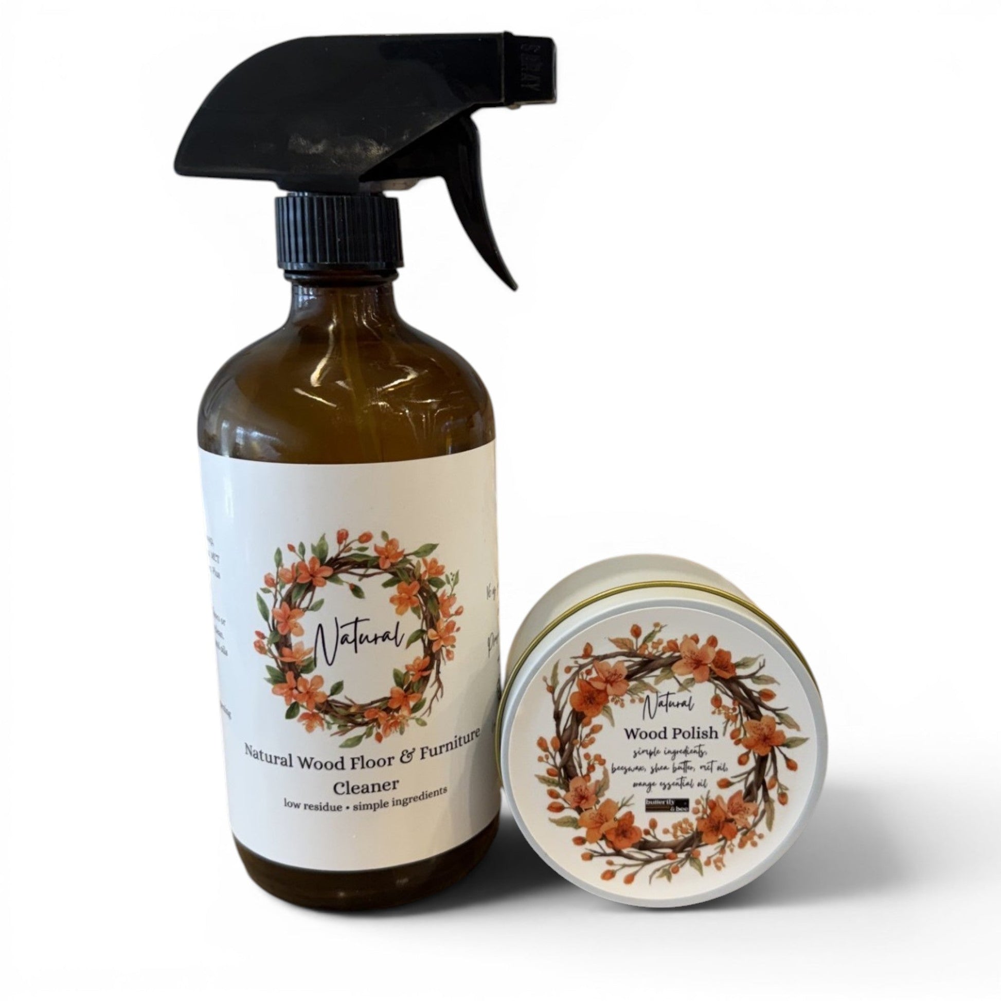 Natural Wood Care Kit | Wood Floor Cleaner & Wood Butter for Hardwood Floors and Furniture