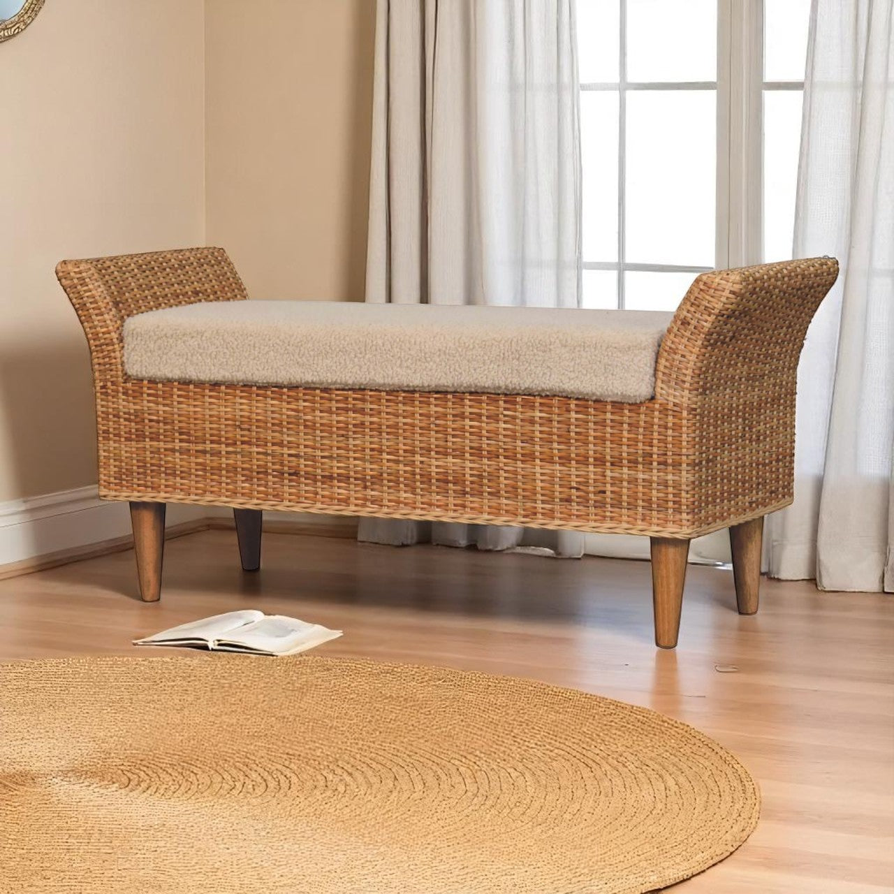 Solid Wood Riviera Woven Bench