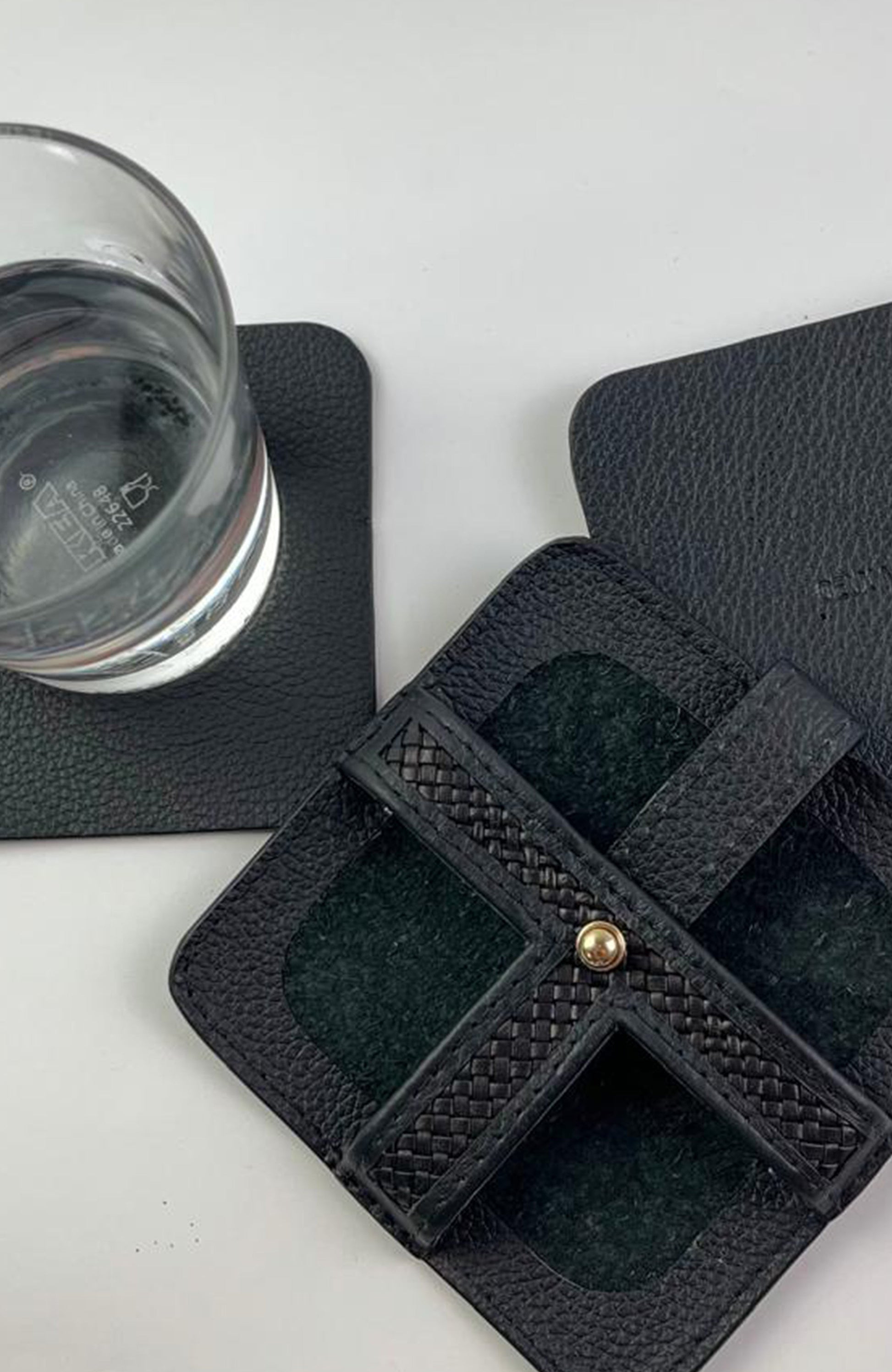 Woven Square Coasters  (Set of 4 with Holder)