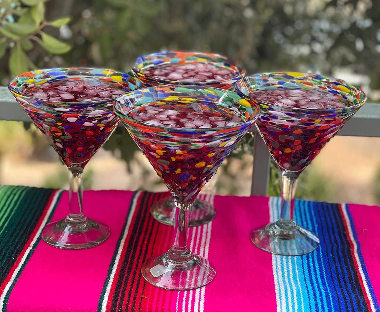 Confetti Rock Modern Margarita Glasses - Martini Style - Set of 4