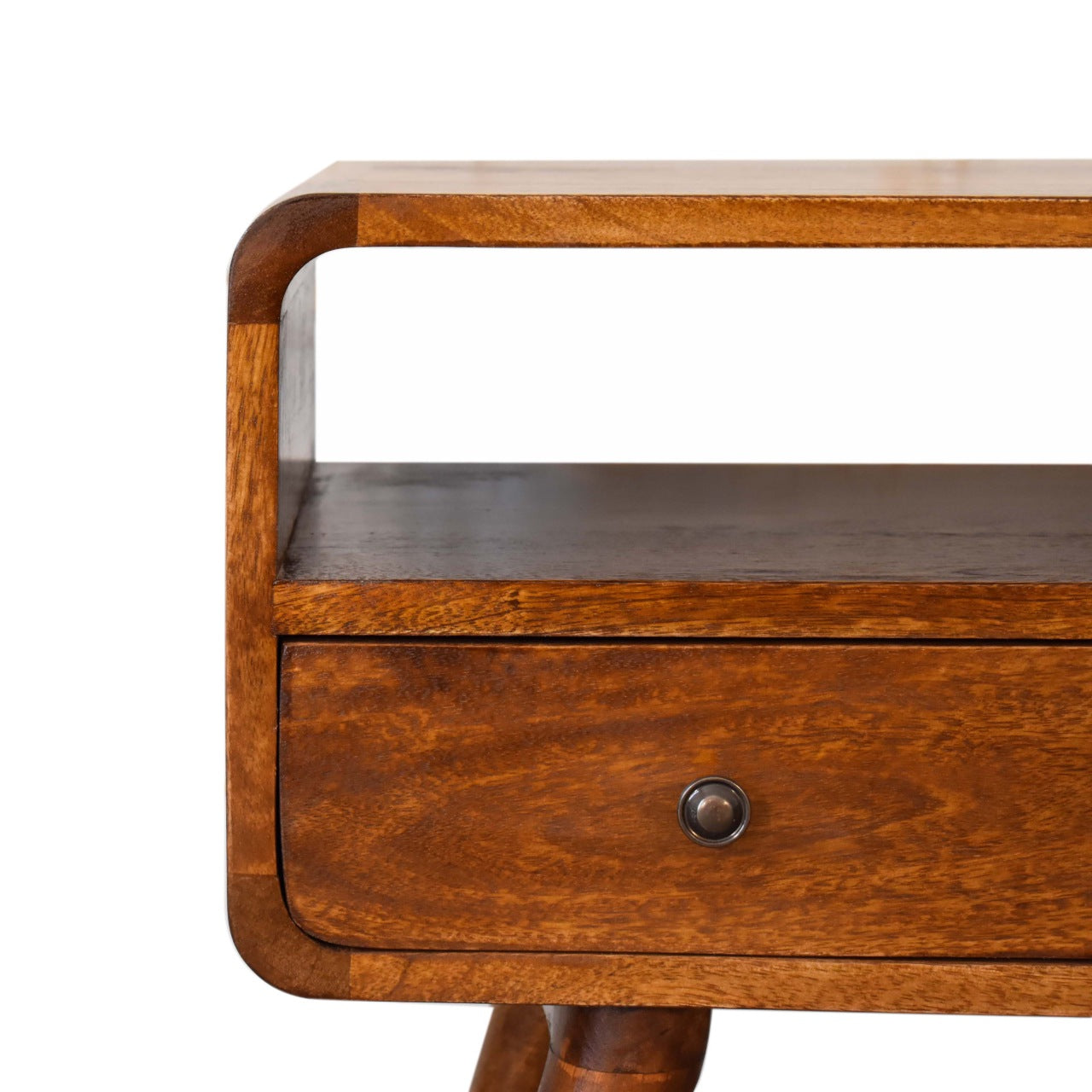 Solid Wood Mini Chestnut Curved Media Unit