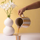 Ceramic Stripe Pitcher, yellow- 8.25 x 8.25 x 8 Inches