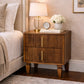 Solid Wood Harper Ribbed Chestnut Bedside 2 Drawers Brown