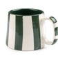 Ceramic Olive Stripe  Coffee cup - 3.5 x 2.5 Inches (Set of 2)