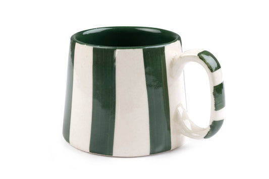 Ceramic Olive Stripe  Coffee cup - 3.5 x 2.5 Inches (Set of 2)