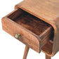 Solid Wood Mini Honey Caramel Curved Bedside Table