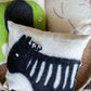 African Modern Boho Felted Decorative Pillow: Animal Zebra Jungle Wool Throw Pillow