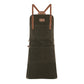 Waxed Canvas Work Apron with Leather Straps & Utility Pockets