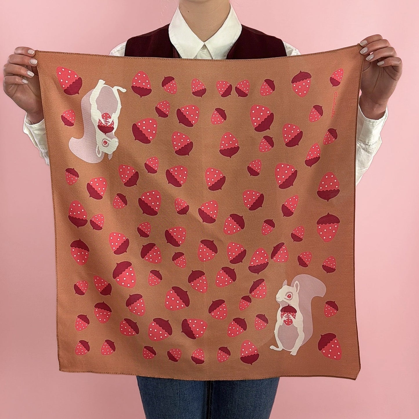 Albino Squirrel  Cotton Silk Bandana