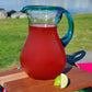 Hand Blown Glass Pitcher – Aqua Rim and Handle