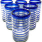 Cobalt Blue Spiral Design Drinking Glasses - Set of 6