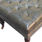 Buffalo Leather Upholstered Ottoman with Castor Legs