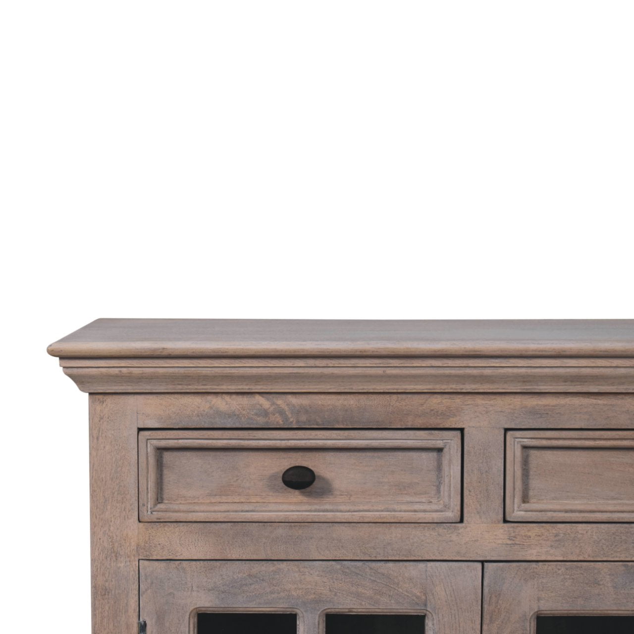 Solid Wood Stone Finish Cabinet with Glazed Doors