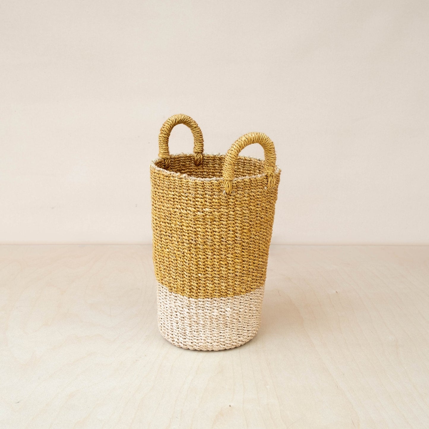 Mustard Tall Woven Basket Vase