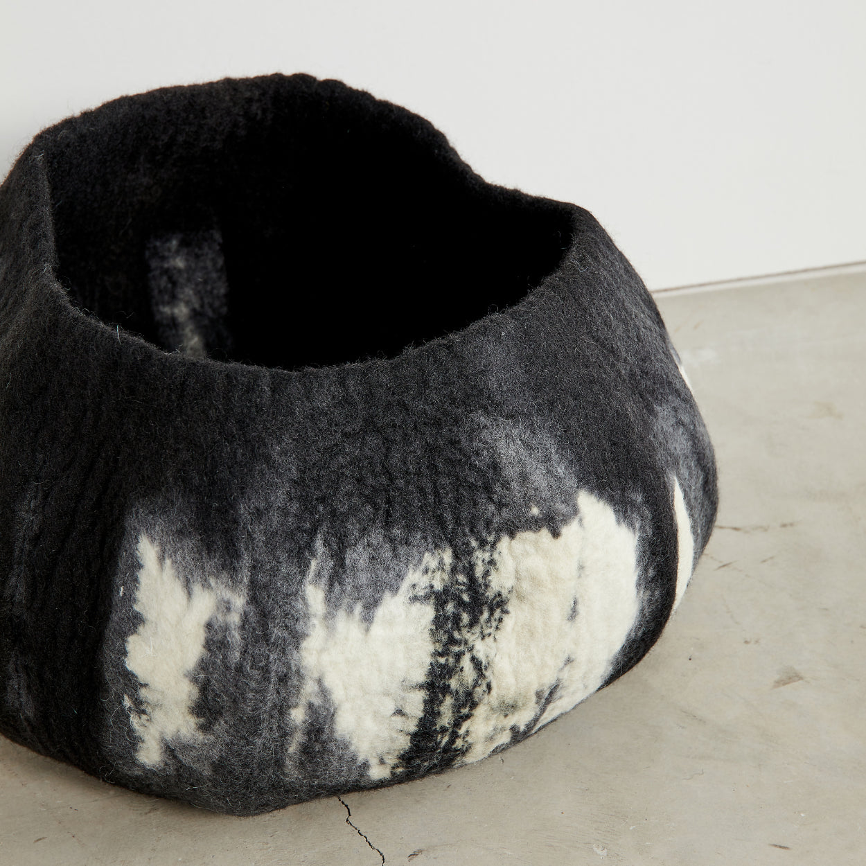 Adire Tie-Dye Blue & Black Ghana Wool Basket