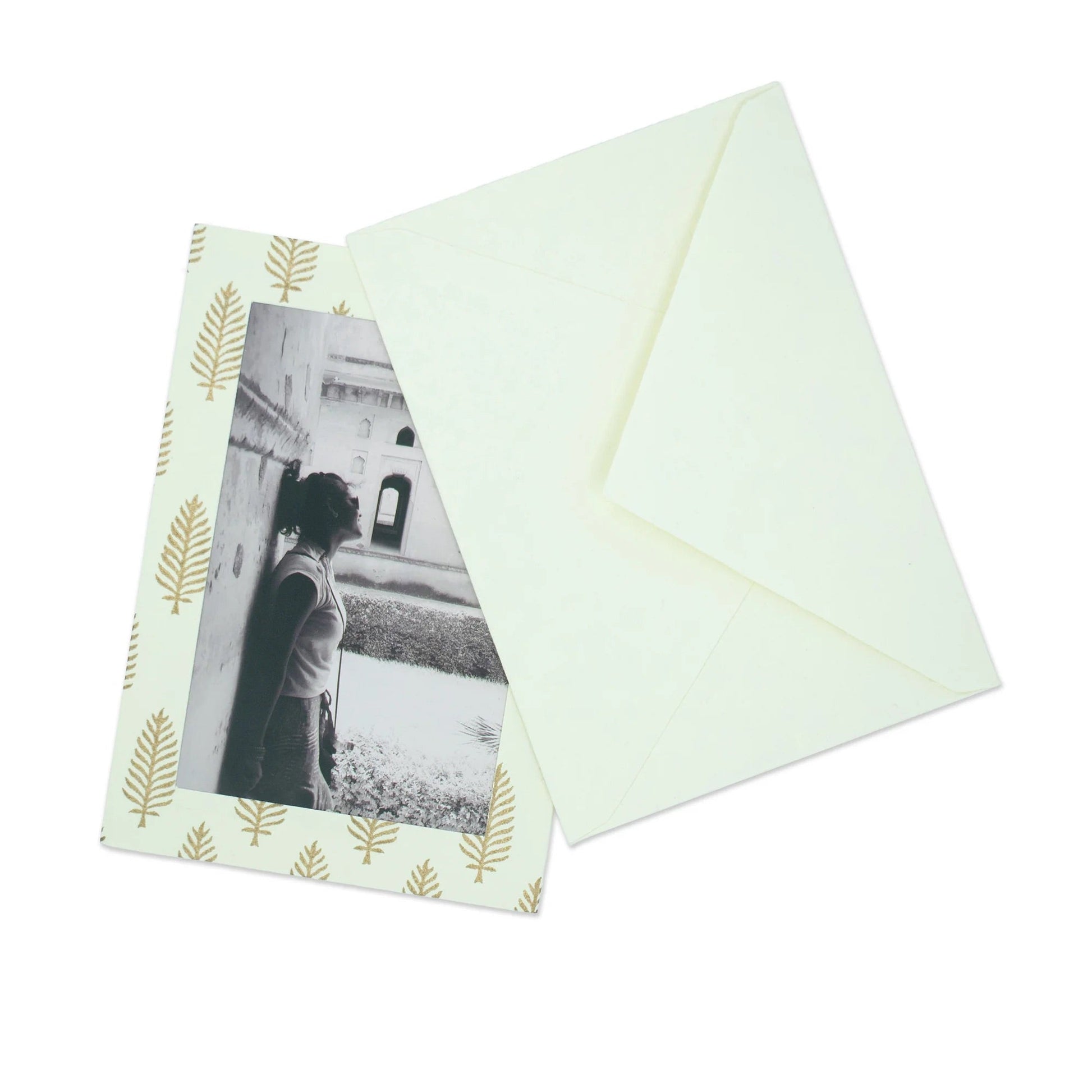 Handmade Photo Note Cards | Upcycled Tree-Free Paper | GOLDEN LEAF | Fair Trade | Set of 8