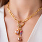 Peach Baroque Pearl Charm Cluster Necklace