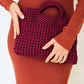 Wendy Top Handle Knit Clutch in Burgundy