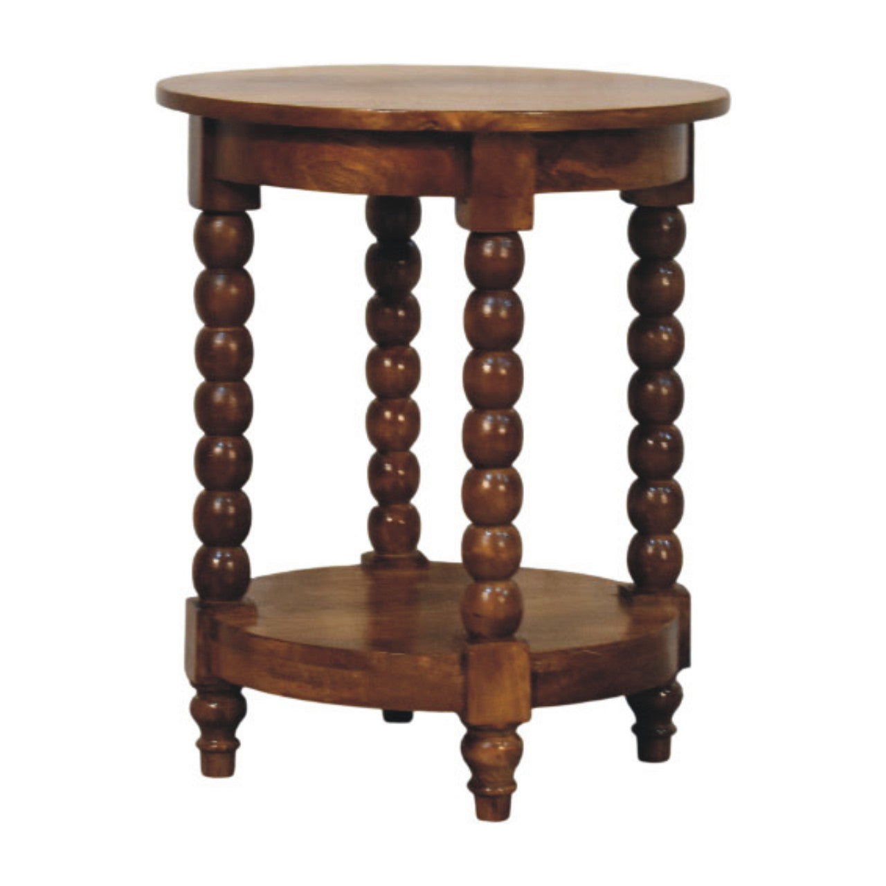 Solid Wood Spindle Round Side Table