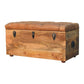 Solid Wood Buffalo Hide Oak-ish Storage Trunk