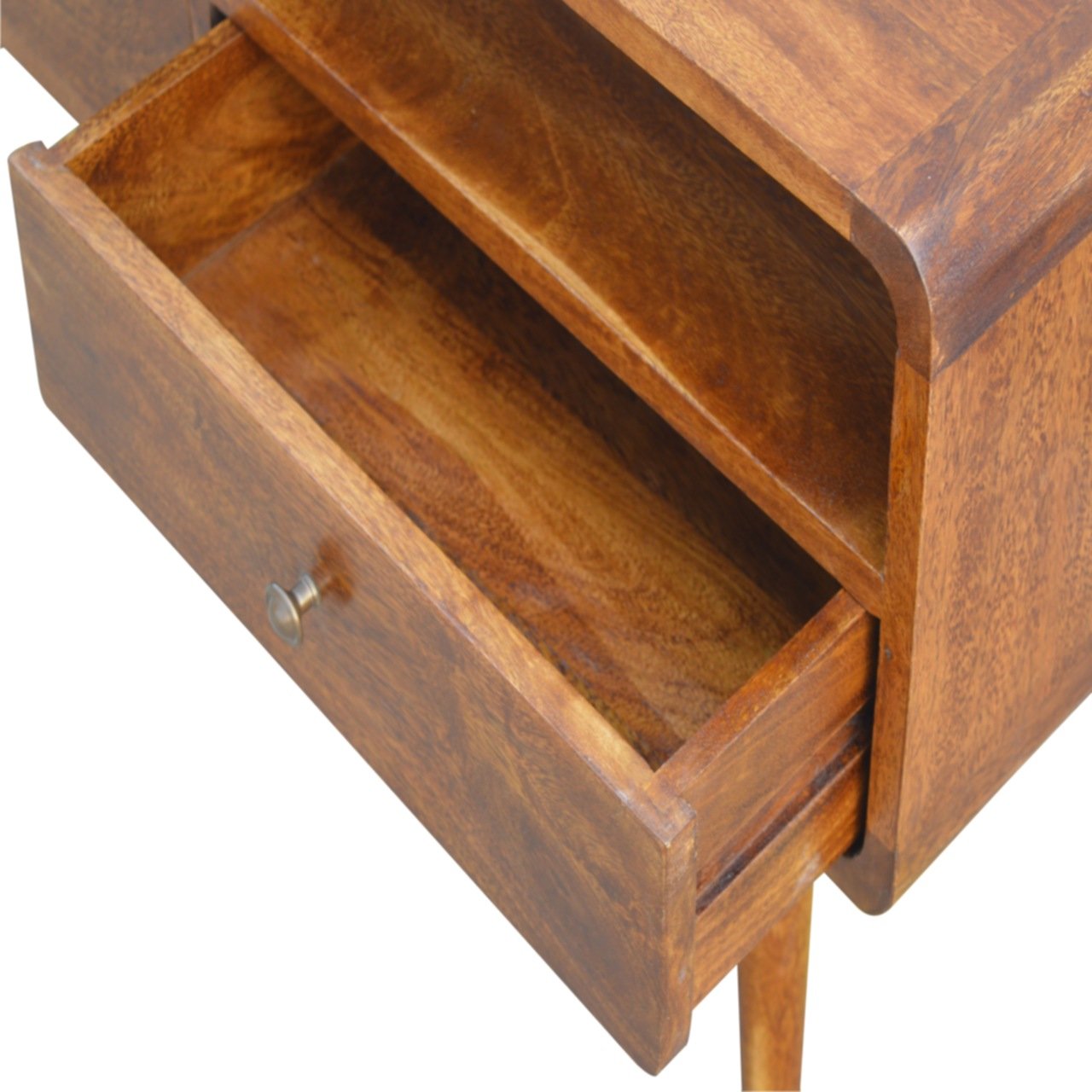 Solid Wood Curved Chestnut Media Unit