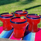 Set of 4 Hand Blown Stemless Blue Rim Margarita Glasses