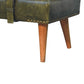 Bouclé Buffalo Hide Olive Green Leather Bench