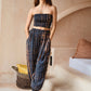 Jane Balloon Pants With Matching Tube Top Set in Deep Sea Blue