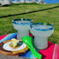 S/4 Stemless Aqua Rim Margarita Glasses